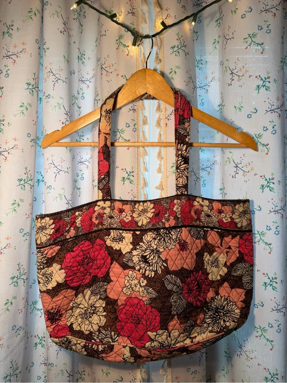 Vera Bradley Quilted Floral Tote Bag - Pink & Brown